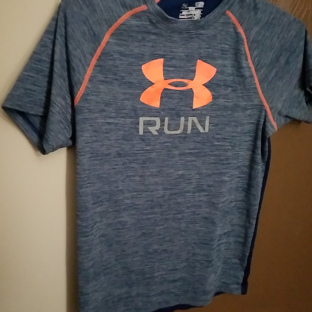 Blue gray workout shirt